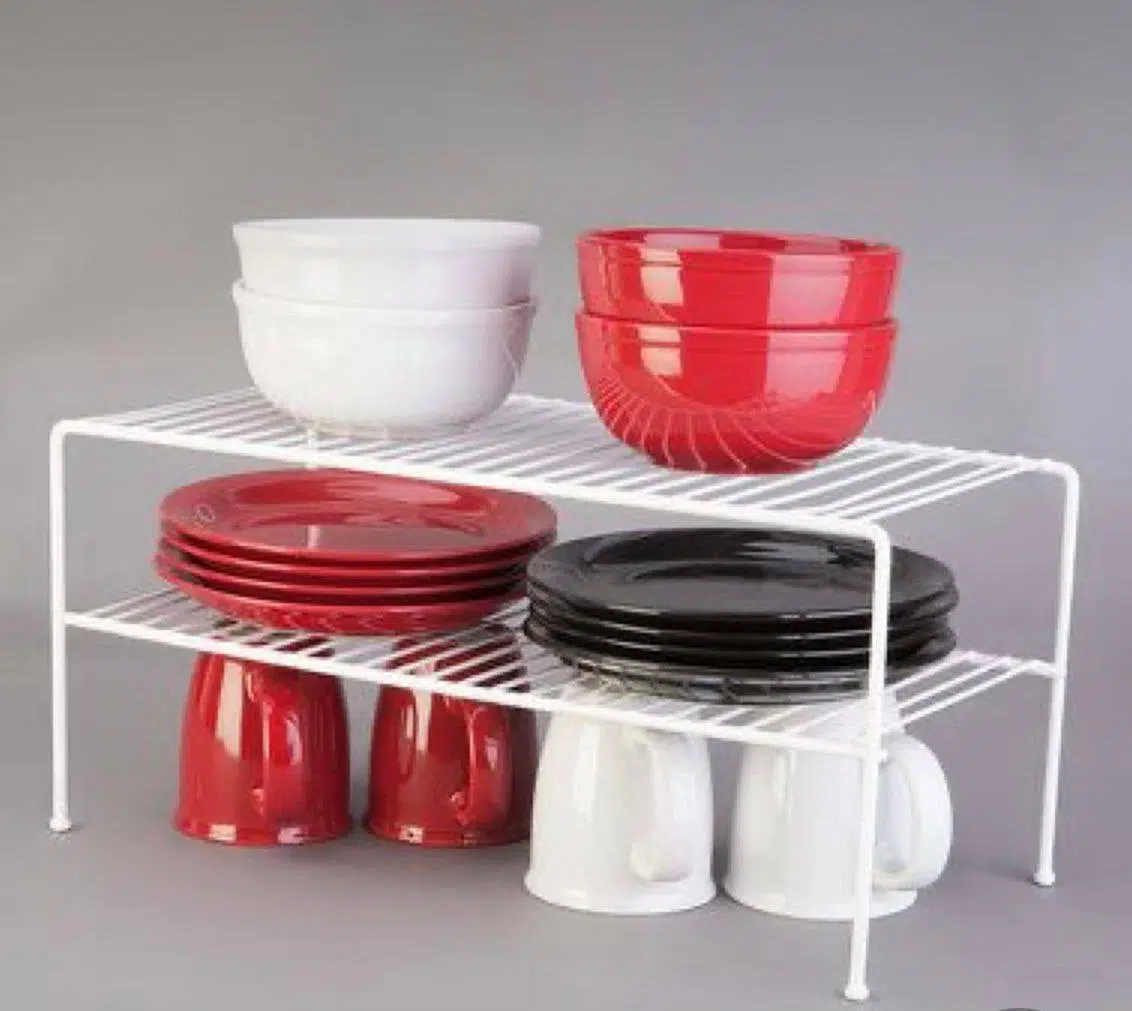 راف 2 طبقه نظم دهنده داخل کابینت 1 راف 2 طبقه فلزی مشکی و سفید